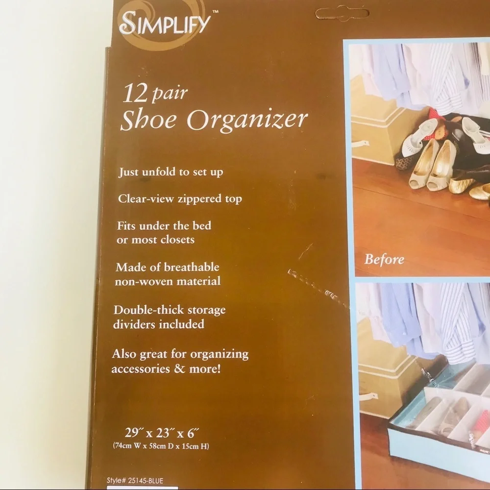 NWT Simplify 12 pairs Shoe Organizer Under the bed